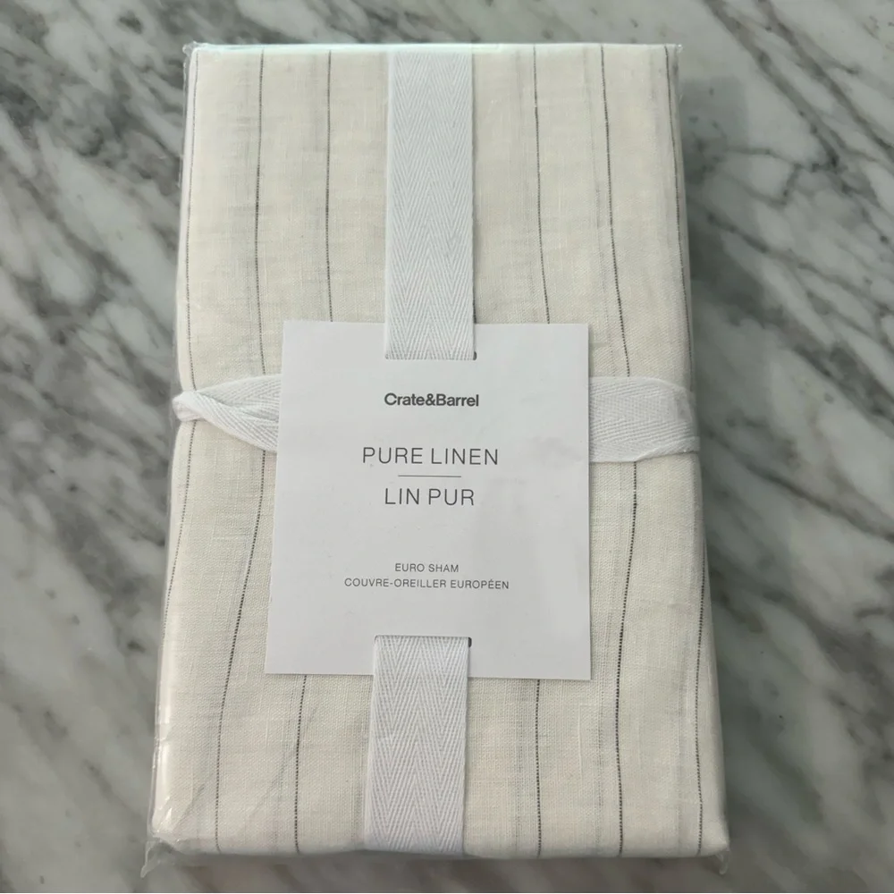 Crate & Barrel, Euro Sham, Pure Linen, Warm White